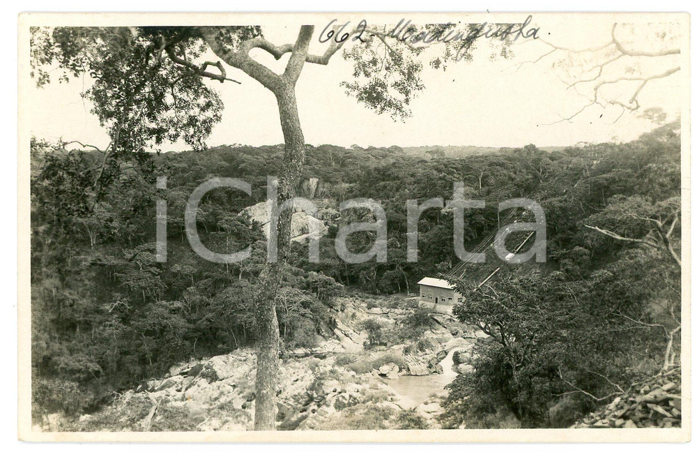 1930 ca CONGO BELGE - MWADINGUSHA Centrale hydroélectrique *Photo L. GABRIEL 662 Fotografia originale d'epoca, in formato cartolina postale.FOTOGRAFO: L&eacute;opold Gabriel, Elisabethville GOOD/buono  Formato: 14x9 cm originale e autentica 1