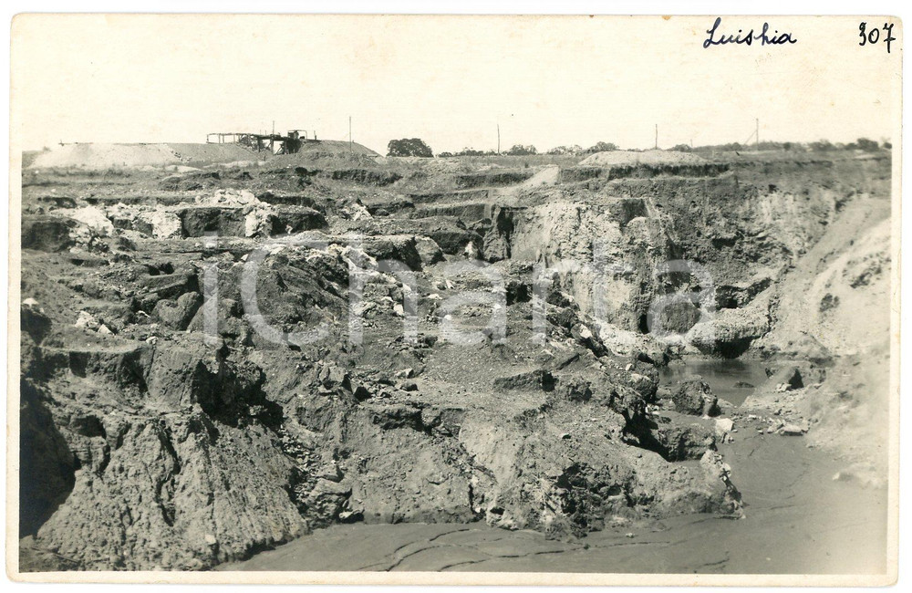 1930 ca CONGO BELGE - KATANGA - Mine de LUISHIA *Photo Léopold GABRIEL 307 Fotografia originale d'epoca, in formato cartolina postale.FOTOGRAFO: L&eacute;opold Gabriel - Panda - Katanga  GOOD/buono  Formato: 14x9 cm originale e autentica 1