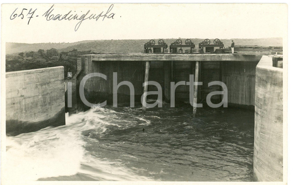 1930 ca CONGO KATANGA - MWADINGUSHA Centrale hydroélectrique *Photo GABRIEL 657 Fotografia originale d'epoca, in formato cartolina postale.FOTOGRAFO: L&eacute;opold Gabriel - Panda - Katanga  GOOD/buono  Formato: 14x9 cm originale e autentica 1