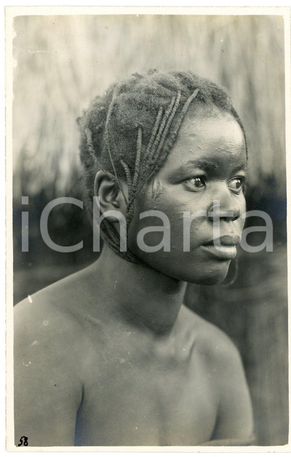 Fotografia d epoca originale 1930 ca CONGO BELGE  KATANGA  Coiffure de femme  Photo L. GABRIEL n° 58 1
