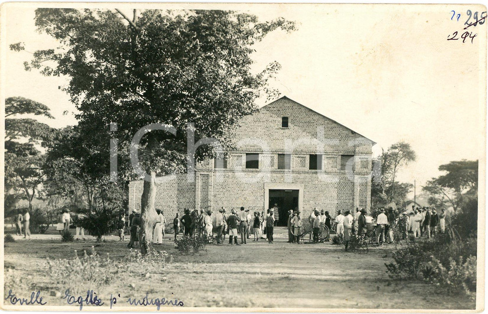 1930 ca CONGO BELGE ELISABETHVILLE Eglise pour indigènes - Photo L. GABRIEL 294 Fotografia originale d'epoca, con timbro del fotografo al verso.FOTOGRAFO: L&eacute;opold Gabriel - Panda - Katanga  GOOD/buono  Formato: 14x9 cm originale e autentica 1