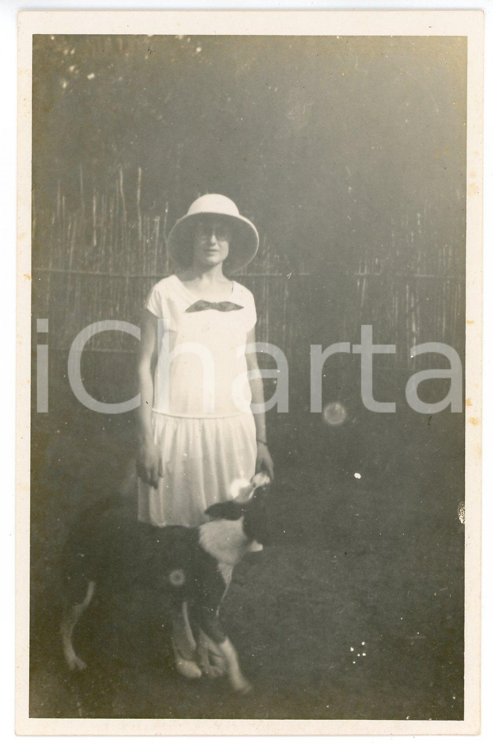 1930 ca CONGO BELGE - Portrait de femme avec son chien - Photo 9x14 cm Fotografia d'epoca, in formato cartolina postale. GOOD/buono  Formato: 9x14 cm originale e autentica 1