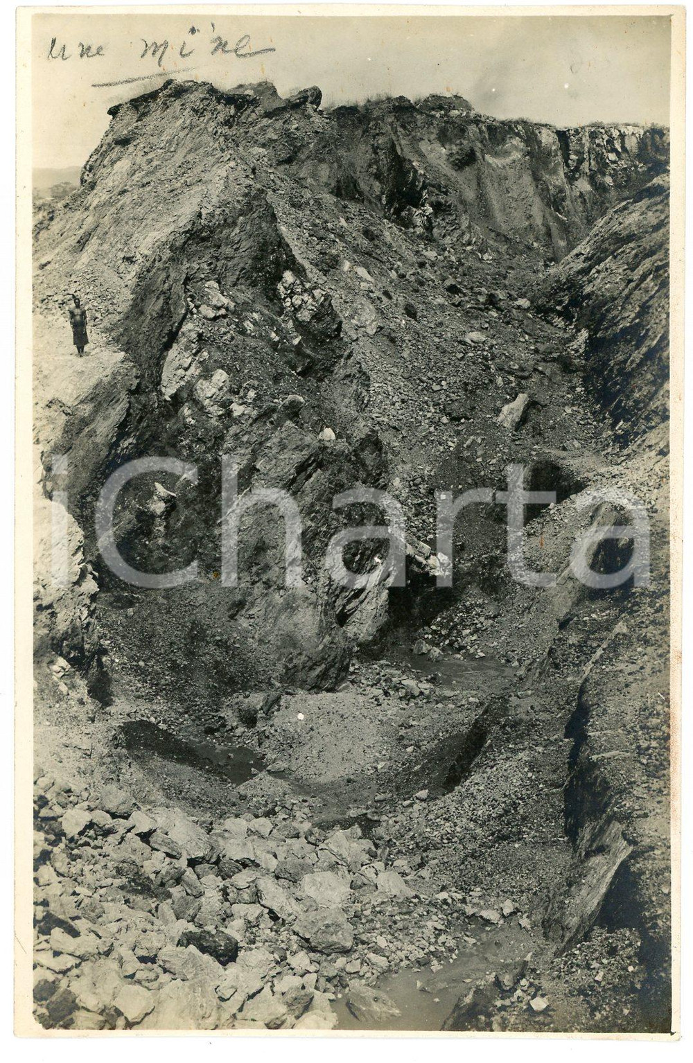 1930 ca CONGO BELGE - KATANGA - Une mine *Photo Léopold GABRIEL Fotografia originale d'epoca, in formato cartolina postale.FOTOGRAFO: L&eacute;opold Gabriel - Panda - Katanga  GOOD/buono  Formato: 9x14 cm originale e autentica 1