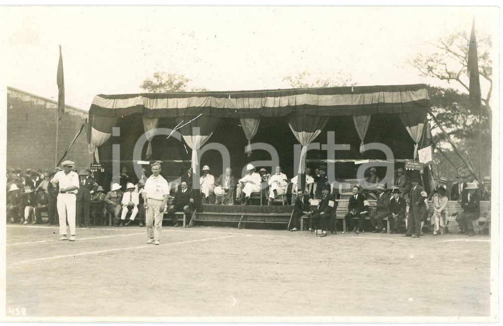 1928 CONGO Visite roi Albert Ier  - Manifestation sportive  *Photo GABRIEL 452 Fotografia originale d'epoca, scattata durante la visita dei sovrani Alberto I ed Elisabetta del Belgio in Congo.FOTOGRAFO: L&eacute;opold Gabriel - Panda - KatangaFORMATO: 14x9 cmCONDIZIONI: G     originale e autentica 1