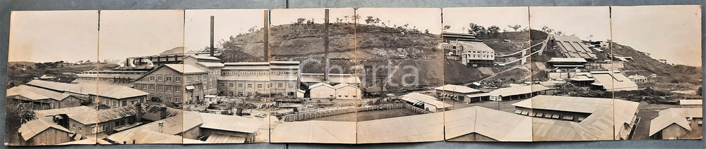 1928 CONGO BELGE Mines PANDA - Panorama usines *Photo L. GABRIEL 8 cartes Veduta panoramica composta da 8 fotografie originali in formato cartolina postale, con didascalia manoscritta.Timbro del fotografo.FOTOGRAFO: L&eacute;opold Gabriel - Panda - Katanga  GOOD/buono  Formato: 9x14 cm (singola) originale e autentica 1