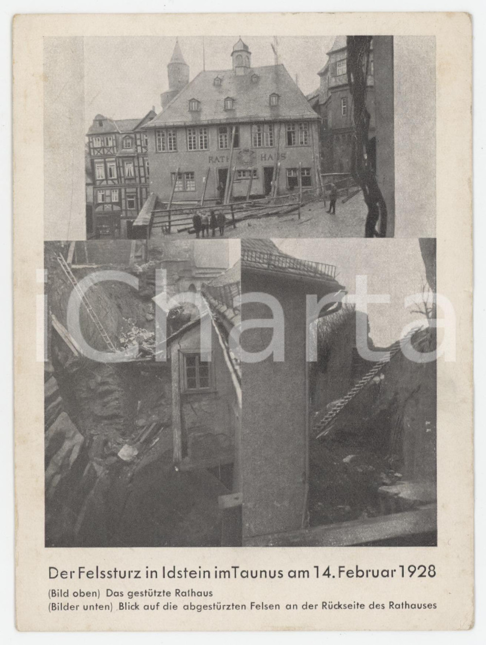 1928 IDSTEIN (TAUNUS, GERMANY) Der Felssturz - Rockfall *Postcard  Cartolina postale d'epoca, viaggiata. FAIR/discreto francobollo asportato; piegatura laterale con minimo strappo Formato: 10x15 cm originale e autentica 1