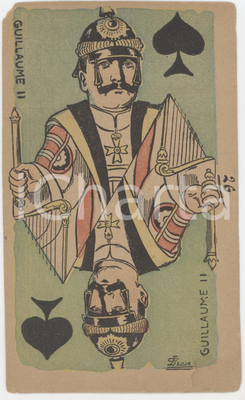 1910 ca FRANCE CARICATURE POLITIQUE Guillaume II *Carte postale G. LION  Cartolina postale d'epoca, non viaggiata. FAIR/discreto piccola mancanza angolare, minima piegatura e lieve macchia Formato: 9x14 cm originale e autentica 1