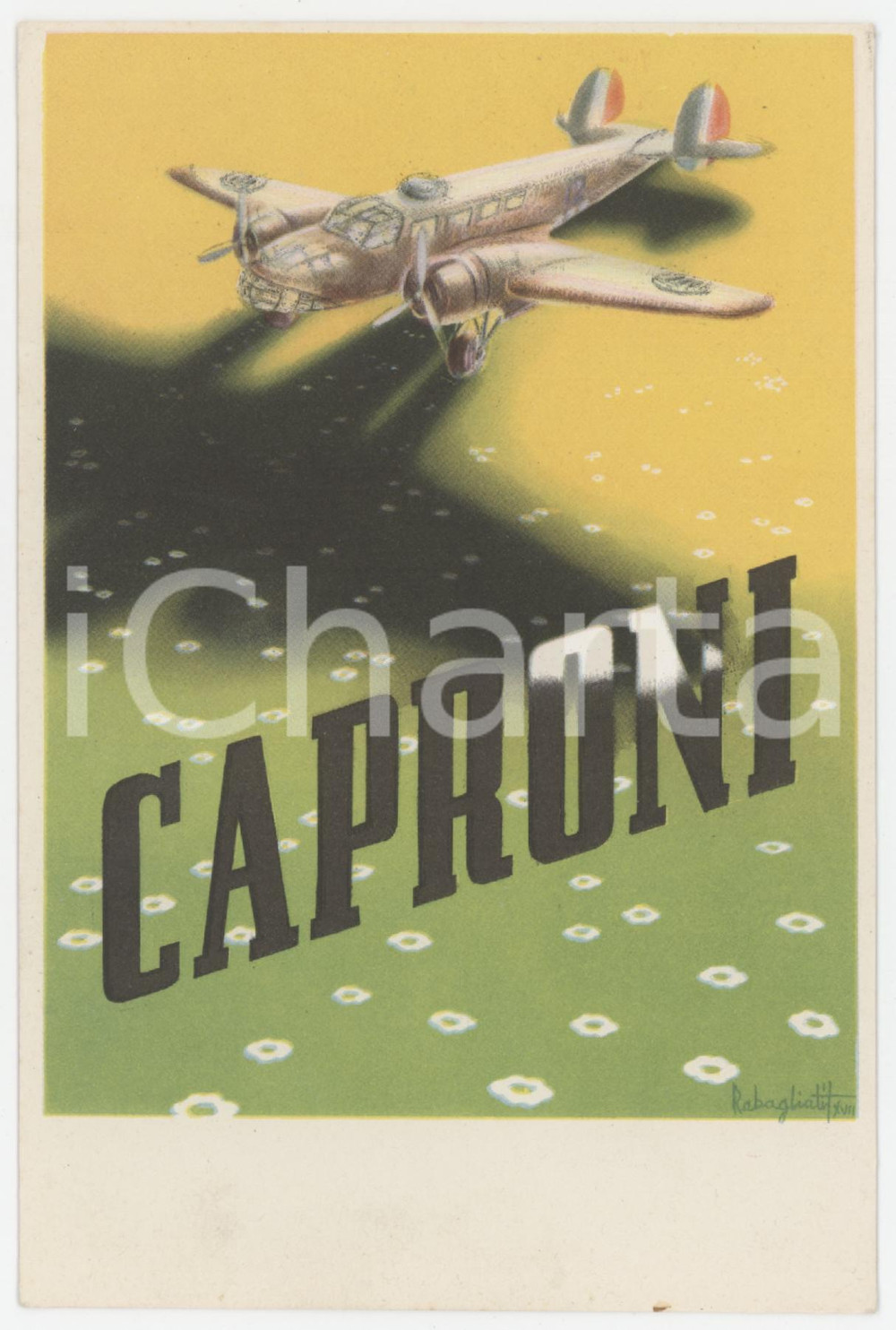 1940 ca MILANO Aeroplani CAPRONI Modello CAPRONI 135 bis - Cartolina RABAGLIATI Cartolina postale d'epoca, non viaggiata.  GOOD/buono  Formato: FG originale e autentica 1
