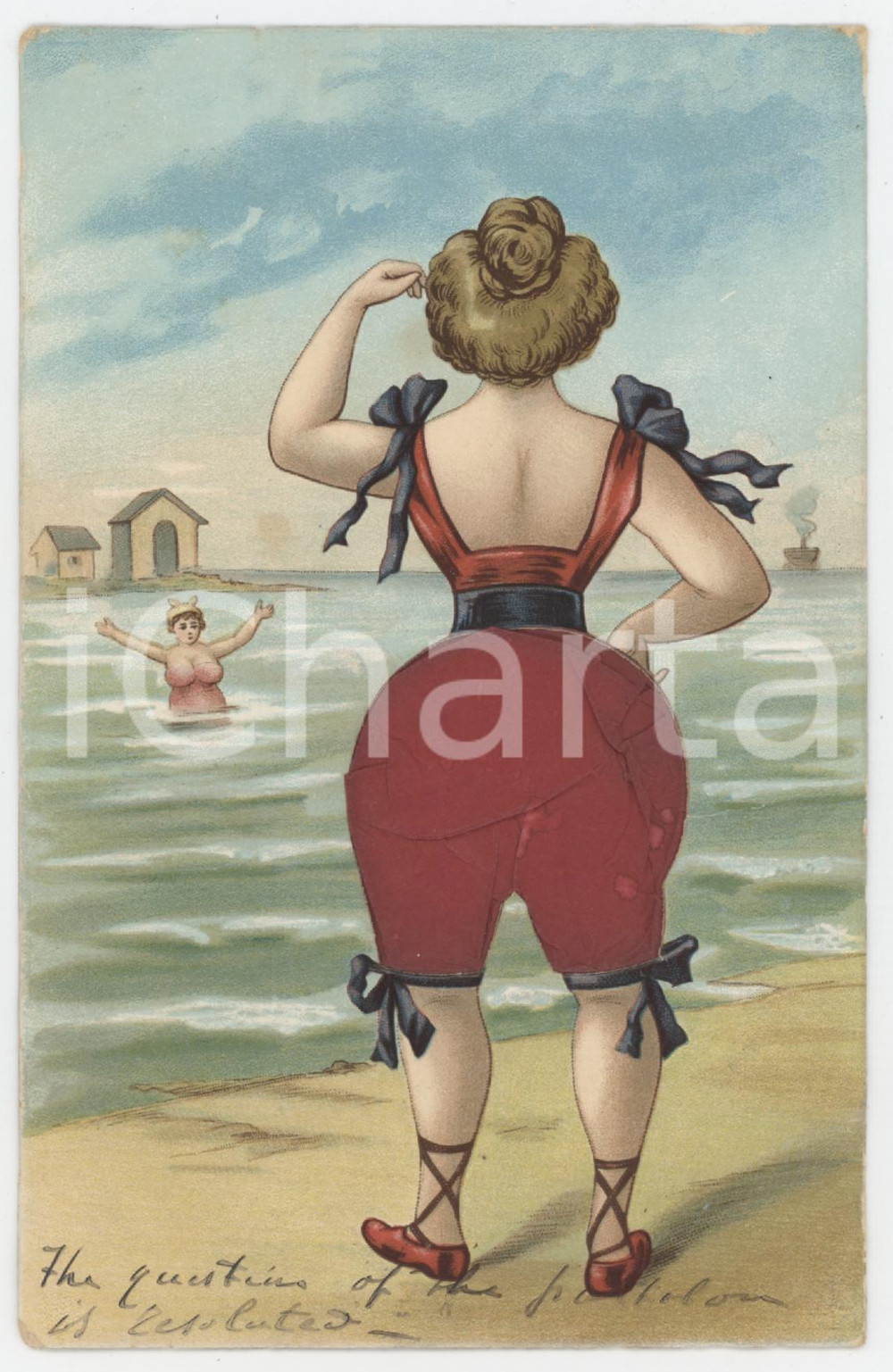 1900 ca FRANCE - Baigneuse - Carte postale avec maillot en papier  Cartolina postale d'epoca, con il costume della donna realizzato in vera carta sottile.Scritta, ma non viaggiata. GOOD/buono  Formato: 9x14 cm originale e autentica 1