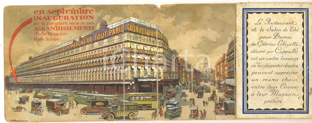 1910 ca PARIS - GALERIES LAFAYETTE - Pop-up card *RARE 15x11 cm  Biglietto con immagine pop-up all'interno. VERY POOR/gravemente danneggiato piegature , macchie e sbrecciature al lato superiore Formato: 15x11 cm originale e autentica 1