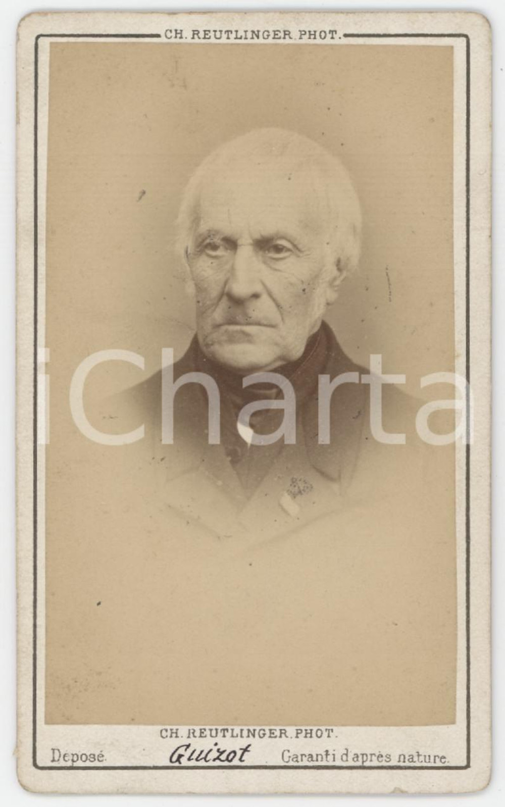1870 ca FRANCE François GUIZOT politician - Photo Charles REUTLINGER CDV  Fotografia originale d'epoca.FOTOGRAFO: Charles Reutlinger - Paris GOOD/buono  Formato: 6x10 cm originale e autentica 1
