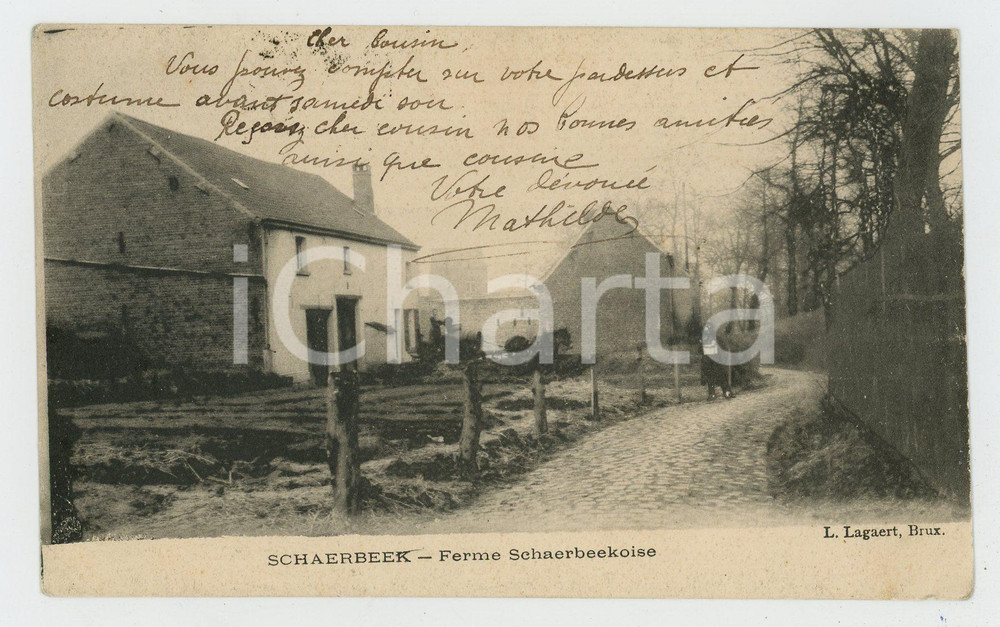 1906 SCHAERBEEK - BELGIQUE Ferme Schaerbeekoise - Carte postale FP VG  Cartolina postale d'epoca, viaggiata. FAIR/discreto Lievi smussature agli angoli Formato: FP originale e autentica 1