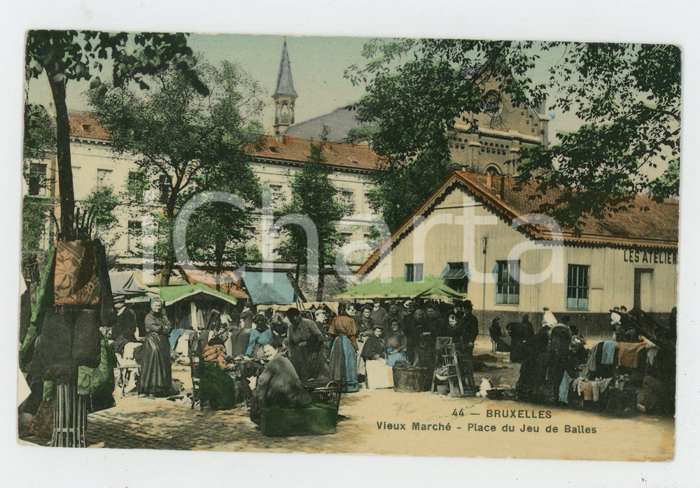 1908 BRUXELLES Vieux Marché - Place du Jeu de Balles - Carte postale FP VG  Cartolina postale d'epoca, viaggiata. FAIR/discreto Lievi smussature agli angoli Formato: FP originale e autentica 1