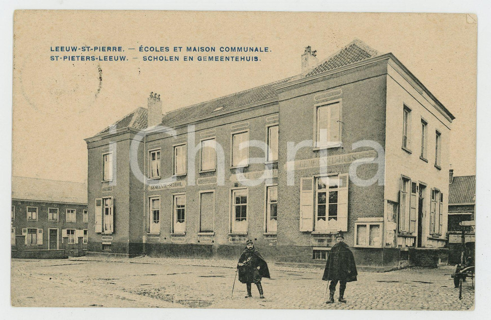 1906 LEEUW-SAINT-PIERRE Écoles et maison communale - Carte postale FP VG  Cartolina postale d'epoca, viaggiata. FAIR/discreto Lievi smussature agli angoli Formato: FP originale e autentica 1
