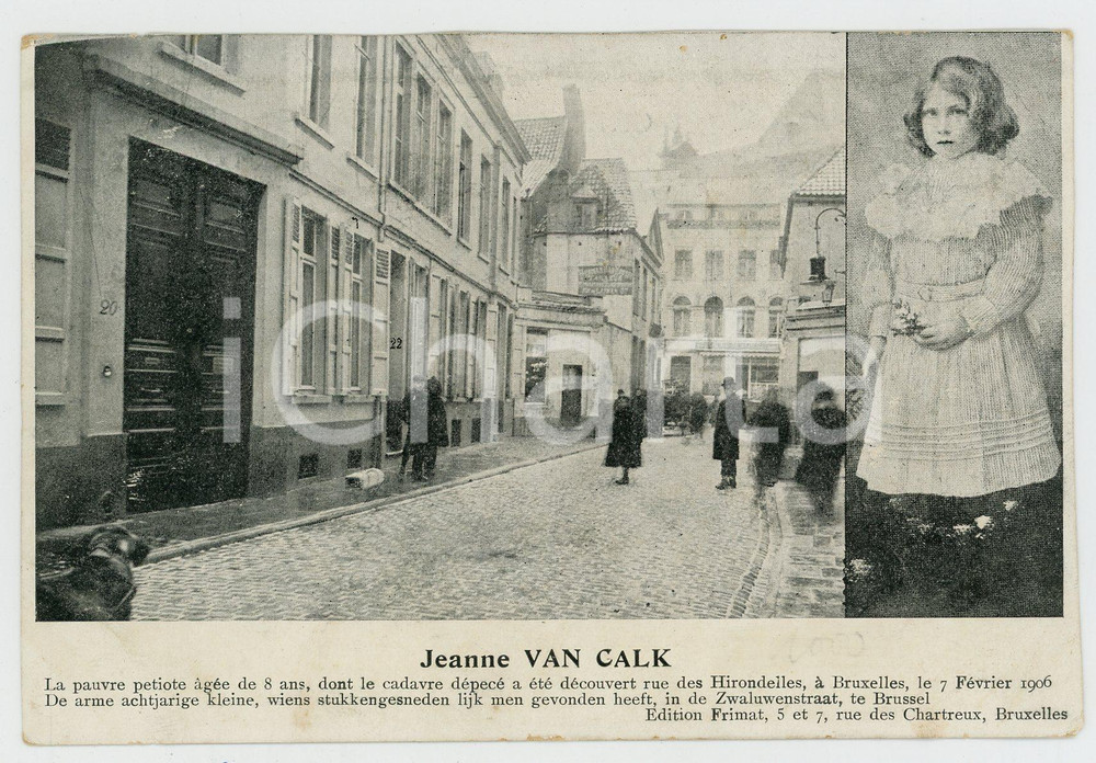 1906 BRUXELLES Jeanne VAN CALK enfant assassinée - Carte postale CPA  Cartolina postale d'epoca, non viaggiata.CONDIZIONI: F (rifilata al lato superiore)FORMATO: FP    originale e autentica 1