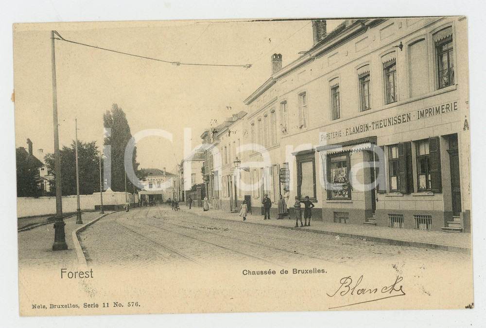 1908 FOREST - BELGIQUE Chaussée de Bruxelles - Carte Postale FP VG  Cartolina postale d'epoca, viaggiata. FAIR/discreto Lievi smussature agli angoli Formato: FP originale e autentica 1