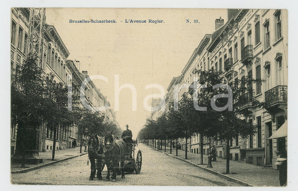 1906 BRUXELLES - SCHAERBEEK L'Avenue Rogier - Carte Postale FP VG  Cartolina postale d'epoca, viaggiata. FAIR/discreto Lievi smussature agli angoli Formato: FP originale e autentica 1