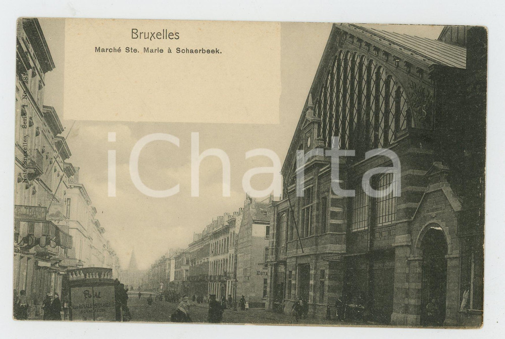 1900 ca BRUXELLES - SCHAERBEEK Marché Sainte Marie - Carte Postale FP NV  Cartolina postale d'epoca, non viaggiata. FAIR/discreto Lievi smussature agli angoli Formato: FP originale e autentica 1