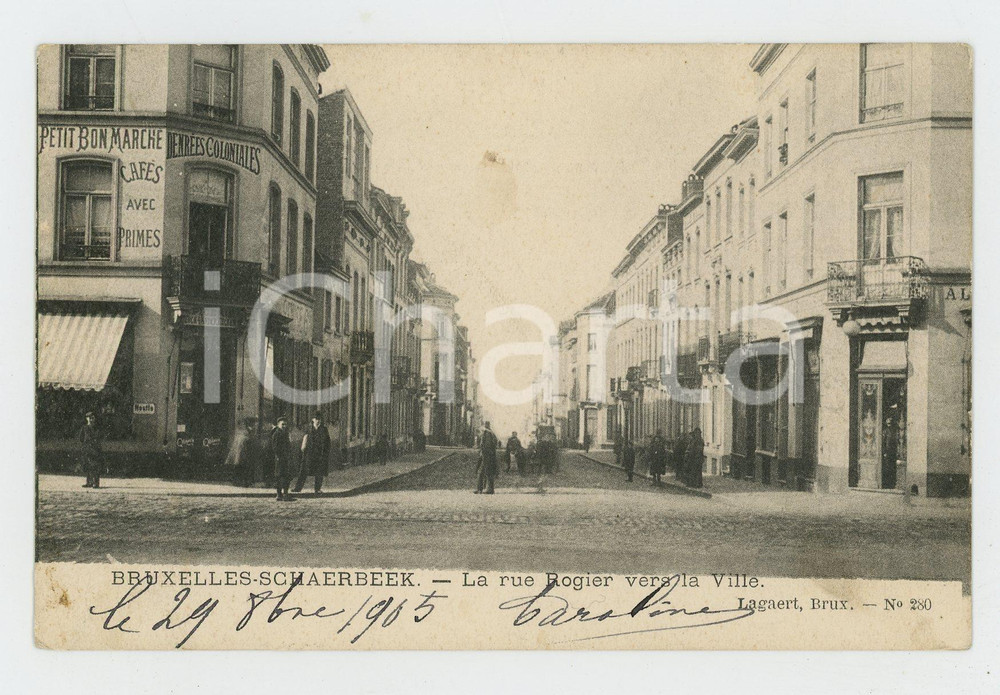 1900 ca BRUXELLES - SCHAERBEEK Rue Rogier vers la ville - Carte Postale FP VG  Cartolina postale d'epoca, viaggiata. FAIR/discreto Lievi smussature agli angoli Formato: FP originale e autentica 1