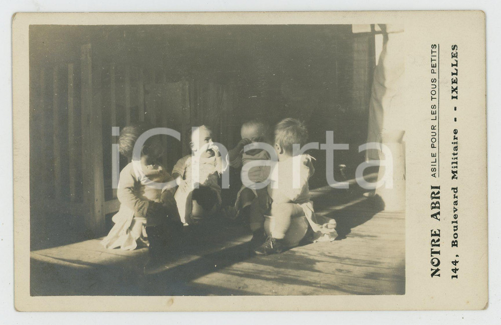 1910 ca IXELLES (B) NOTRE ABRI Asile pour les petits - Carte postale RPPC (3)  Cartolina postale d'epoca, non viaggiata.CONDIZIONI: G FORMATO: FP    originale e autentica 1