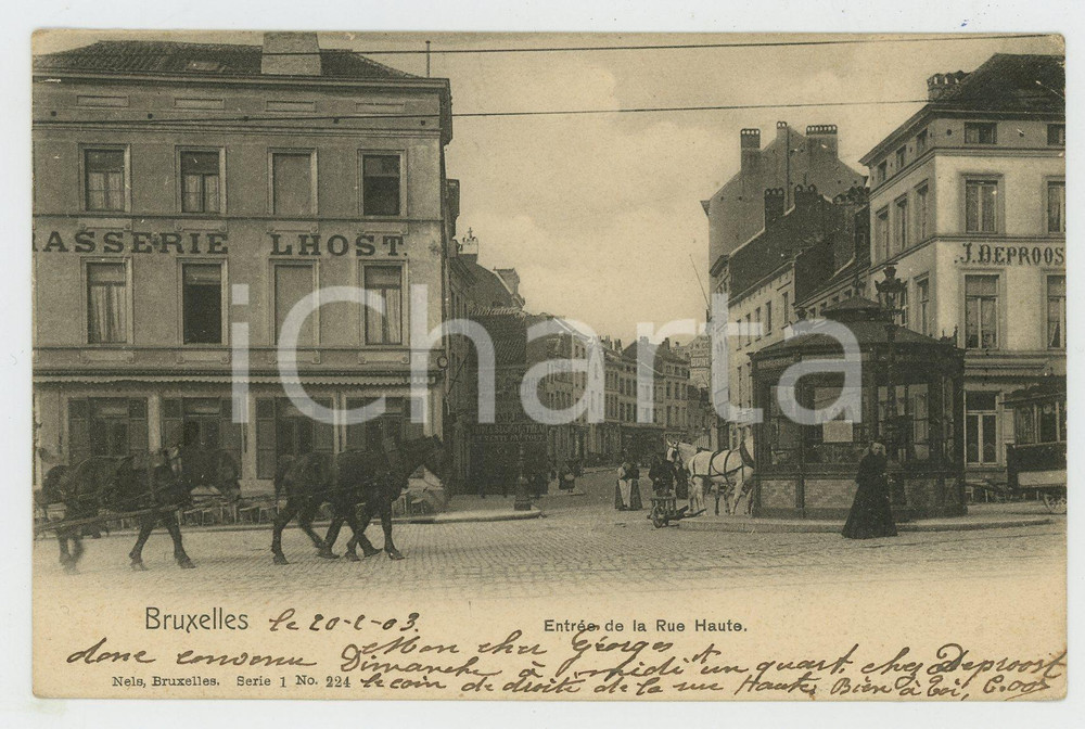 1903 BRUXELLES Entrée de la Rue Haute - Brasserie LHOST Carte postale FP VG  Cartolina d'epoca, viaggiata.CONDIZIONI: FAIRFORMATO: FP    originale e autentica 1