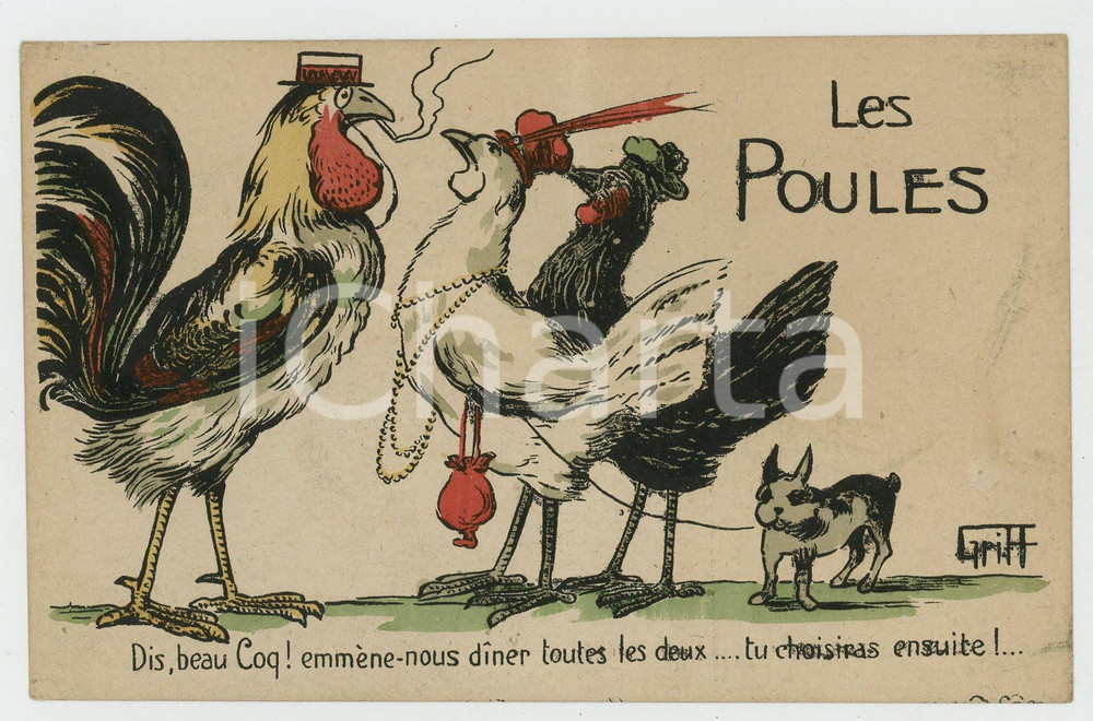 1910 ca ANIMAUX Artiste GRIFF Les Poules - Carte Postale FP NV  Cartolina postale d'epoca, non viaggiata ma con nota manoscritta al verso.CONDIZIONI: FAIRFORMATO: FP    originale e autentica 1