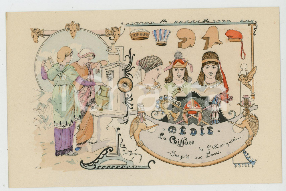 1900 ca COIFFURE DE L'ANTIQUITÃ‰ A NOS JOURS MÃ¨die - Carte postale 2^ SÃ©rie FP  Cartolina postale d'epoca, non viaggiata.ILLUSTRATORE: Paul Du FresneCONDIZIONI: FAIRFORMATO: FP     originale e autentica 1