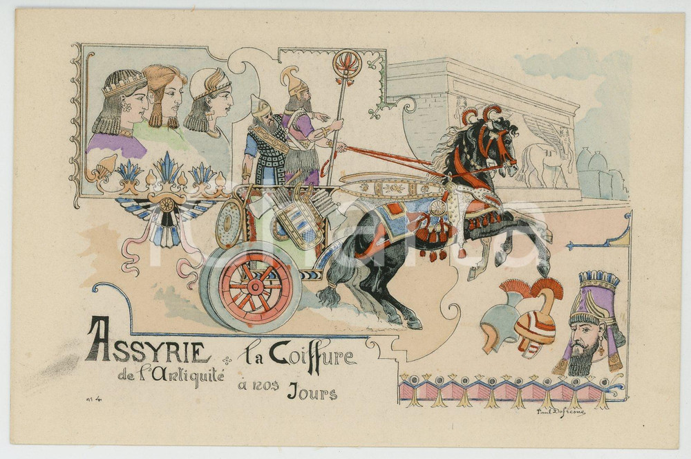 1900 ca COIFFURE DE L'ANTIQUITÉ A NOS JOURS Assyrie - Carte postale 2^ Série FP  Cartolina postale d'epoca, non viaggiata.ILLUSTRATORE: Paul Du FresneCONDIZIONI: FAIRFORMATO: FP    originale e autentica 1
