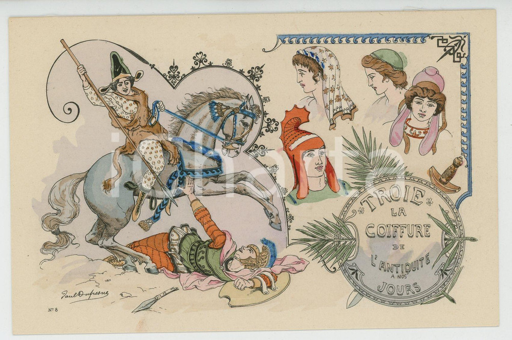 1900 ca COIFFURE DE L'ANTIQUITÉ A NOS JOURS Troie - Carte postale 2^ Série FP  Cartolina postale d'epoca, non viaggiata.ILLUSTRATORE: Paul Du FresneCONDIZIONI: FAIRFORMATO: FP    originale e autentica 1