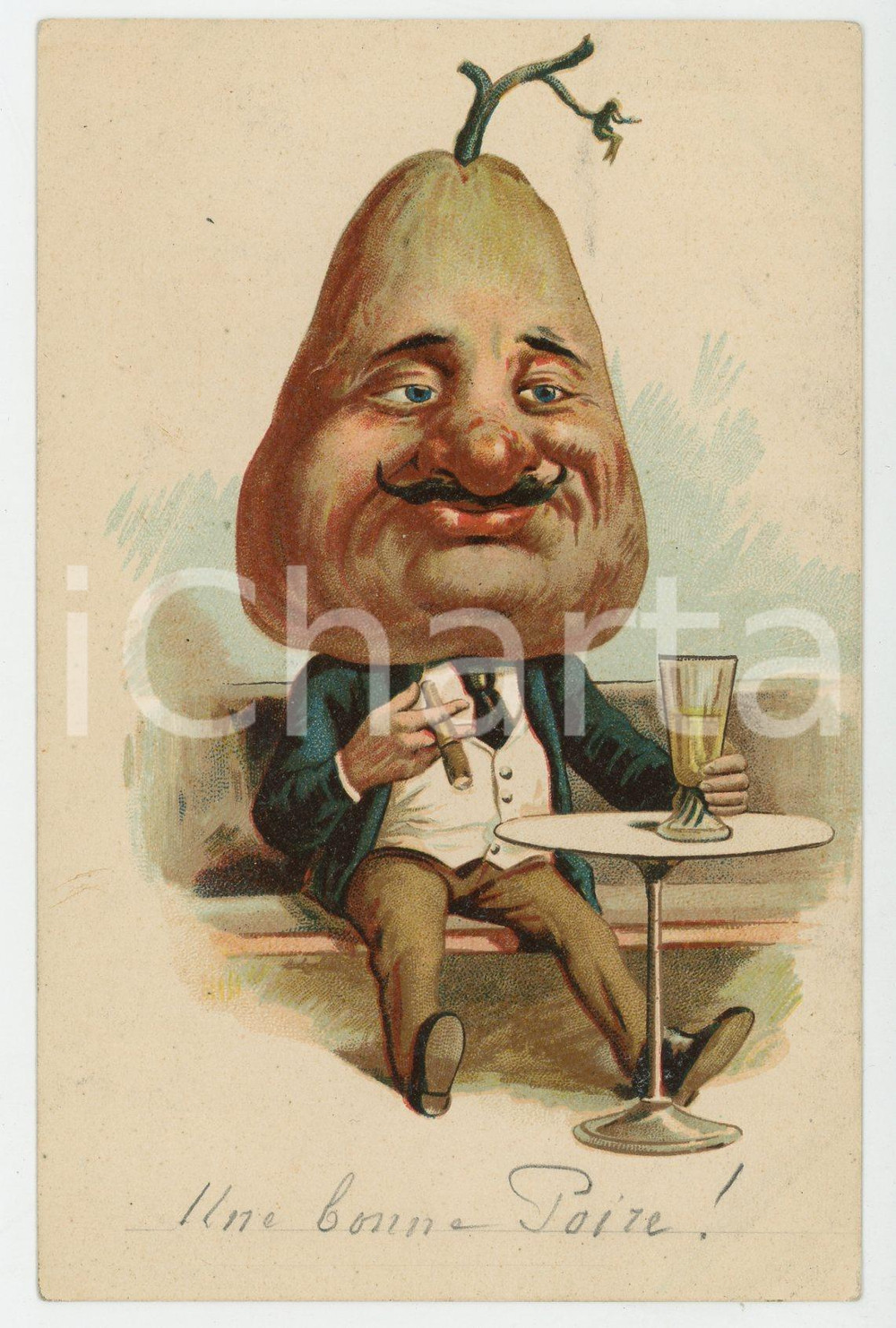 1910 ca FRANCE - COSTUMES Une bonne soire - Homme-poire - Carte postale FP NV  Cartolina d'epoca, non viaggiata.CONDIZIONI: FAIRFORMATO: FP    originale e autentica 1