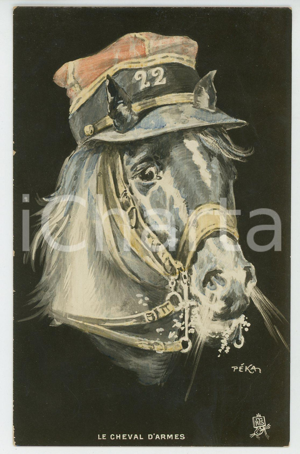 1910 ca HORSES - Le cheval d'armes - ill. PÉKAN - Carte postale  Cartolina postale d'epoca, non viaggiata.CONDIZIONI: P (lievi abrasioni e piegature diffuse)FORMATO: FP    originale e autentica 1