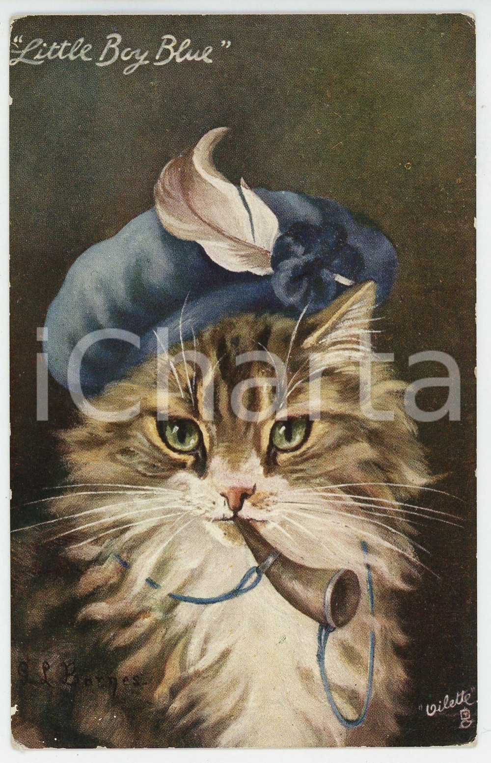 1920 ca CAT STUDIES - Little Boy Blue - ill. BARNES - Postcard TUCK'S  Cartolina postale d'epoca, non viaggiata.Illustratore: G. L. BarnesCONDIZIONI: F (lievi abrasioni angolari)FORMATO: FP    originale e autentica 1