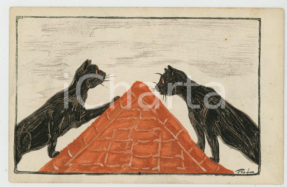 1920 ca ANIMALS Cats arguing ILLUSTRATED Clifton Postcard FP NV (3)  Cartolina d'epoca, non viaggiata ma con nota manoscritta al verso.CONDIZIONI: FAIRFORMATO: FP    originale e autentica 1
