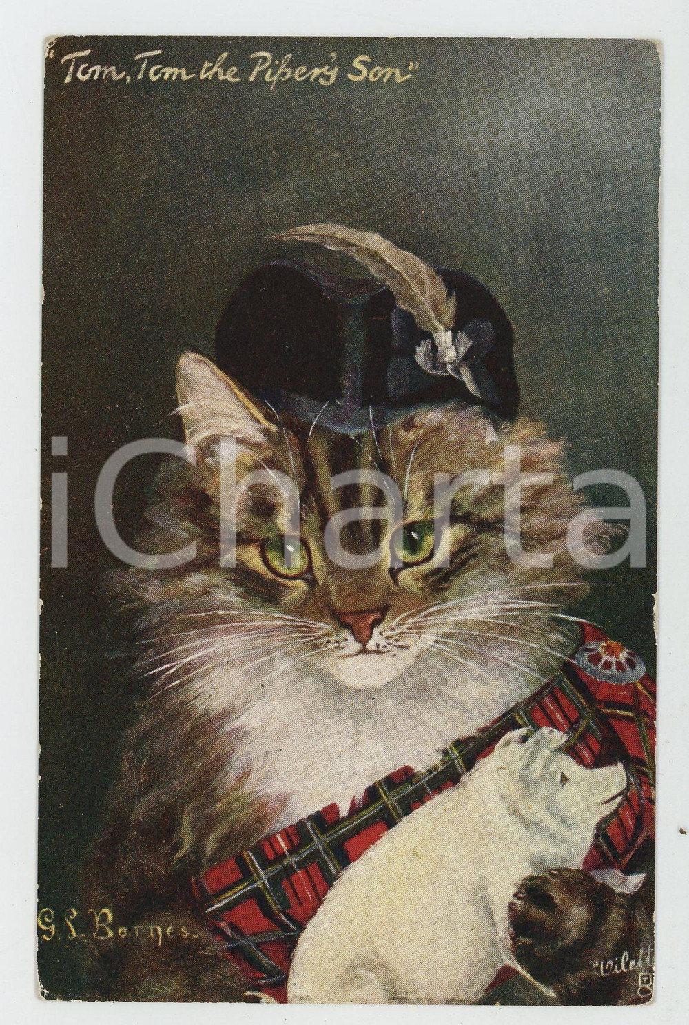 1920 ca CAT STUDIES - Tom, Tom the Piper's Son - Old Vintage Postcard TUCK'S  Cartolina postale d'epoca, non viaggiata.Illustratore: G. L. BarnesCONDIZIONI: F (abrasioni angolari)FORMATO: FP    originale e autentica 1