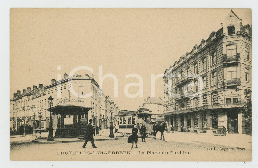 1900 ca BRUXELLES - SCHAERBEEK La Place du Pavillon - Cartolina FP NV  Cartolina postale d'epoca, non viaggiata. FAIR/discreto Lievi smussature agli angoli Formato: FP originale e autentica 1