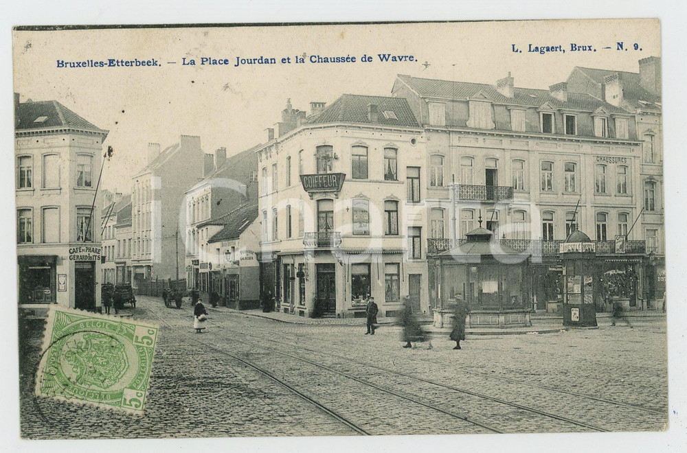 1908 ETTERBEEK Place Jourdan et Chaussée de Wavre - Carte postale FP VG  Cartolina postale d'epoca, viaggiata. FAIR/discreto Lievi smussature agli angoli Formato: FP originale e autentica 1