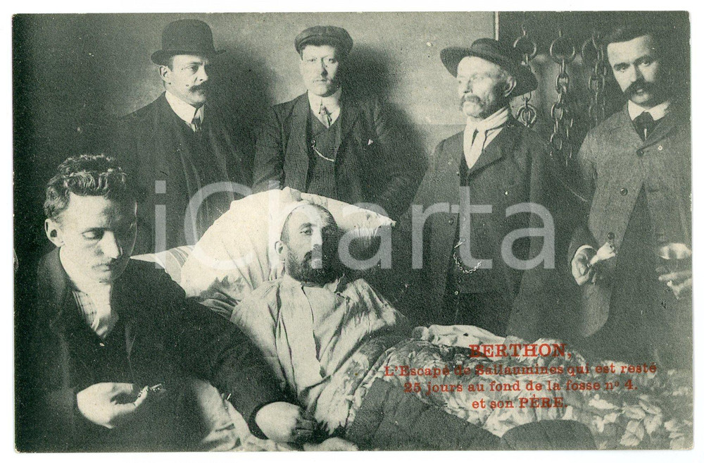 Cartolina originale da collezione 1906 FRANCE Catastrophe de COURRIÃˆRES  BERTON EscapÃ© de Sallaumines  Postcard 1