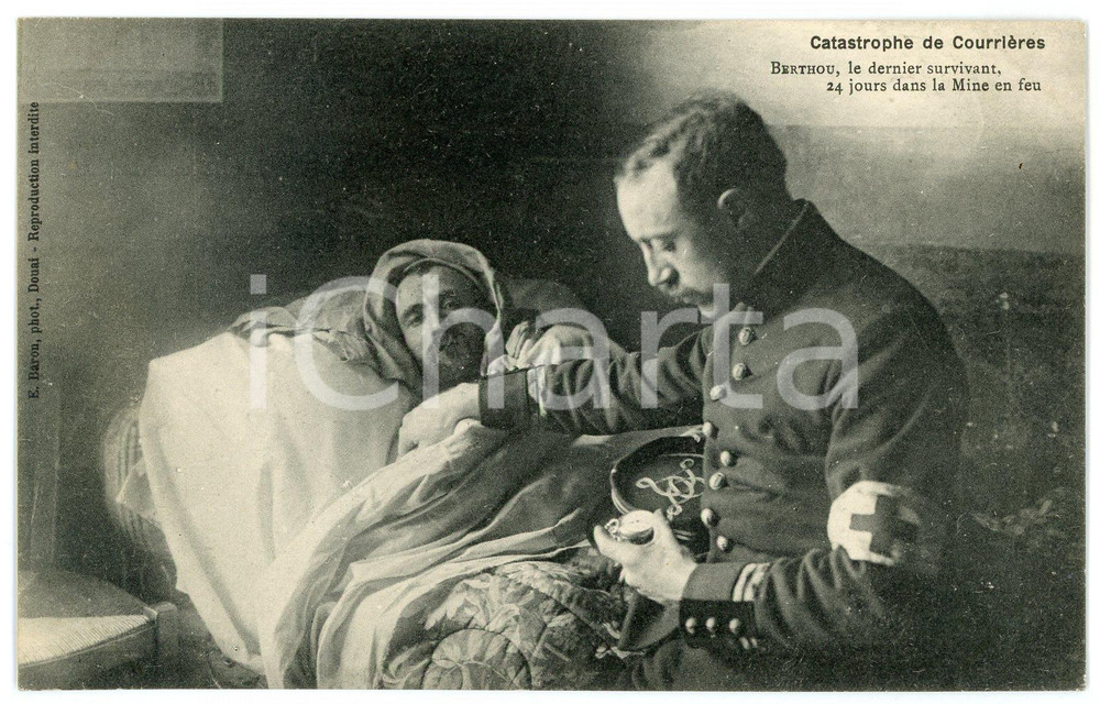 1906 FRANCE Catastrophe de COURRIÈRES - BERTHOU le dernier survivant - Postcard Cartolina postale, non viaggiata. GOOD/buono  Formato: 14x9 cm originale e autentica 1