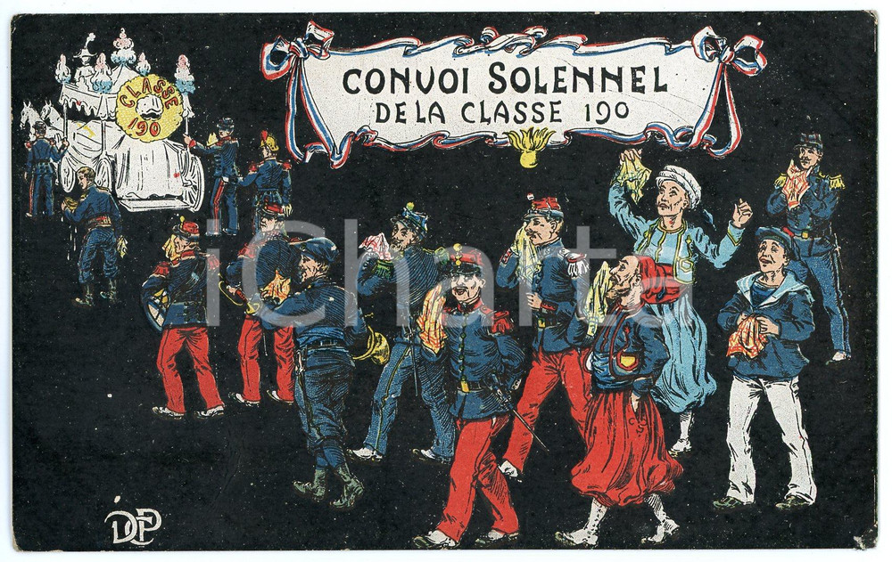 1900 ca BELGIQUE - LA VIE MILITAIRE Convoi solennel de la Classe - Carte postale Cartolina d'epoca, viaggiata. FAIR/discreto Lievi smussature agli angoli Formato: FP originale e autentica 1