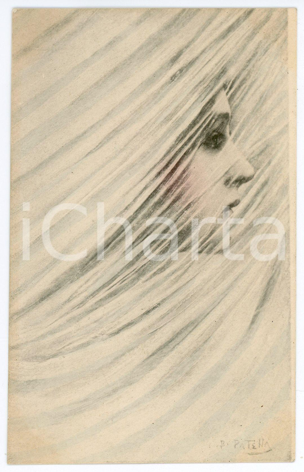 1900 ca ART NOUVEAU Artista B. PATELLA - Donna velata - Cartolina FP NV  Cartolina postale d'epoca, non viaggiata.CONDIZIONI: GFORMATO: FP    originale e autentica 1