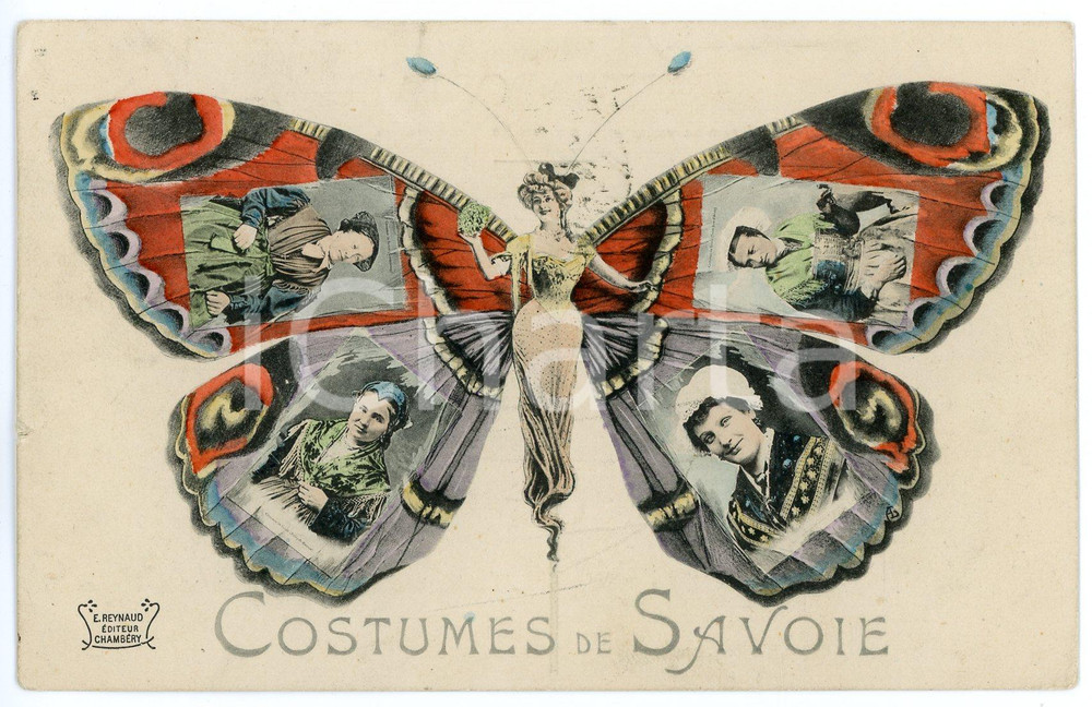 1907 FRANCE - Costumes de SAVOIE - Butterfly - Old postcard  Cartolina postale d'epoca, viaggiata. GOOD/buono ma residui cartacei al verso Formato: 14x9 cm originale e autentica 1