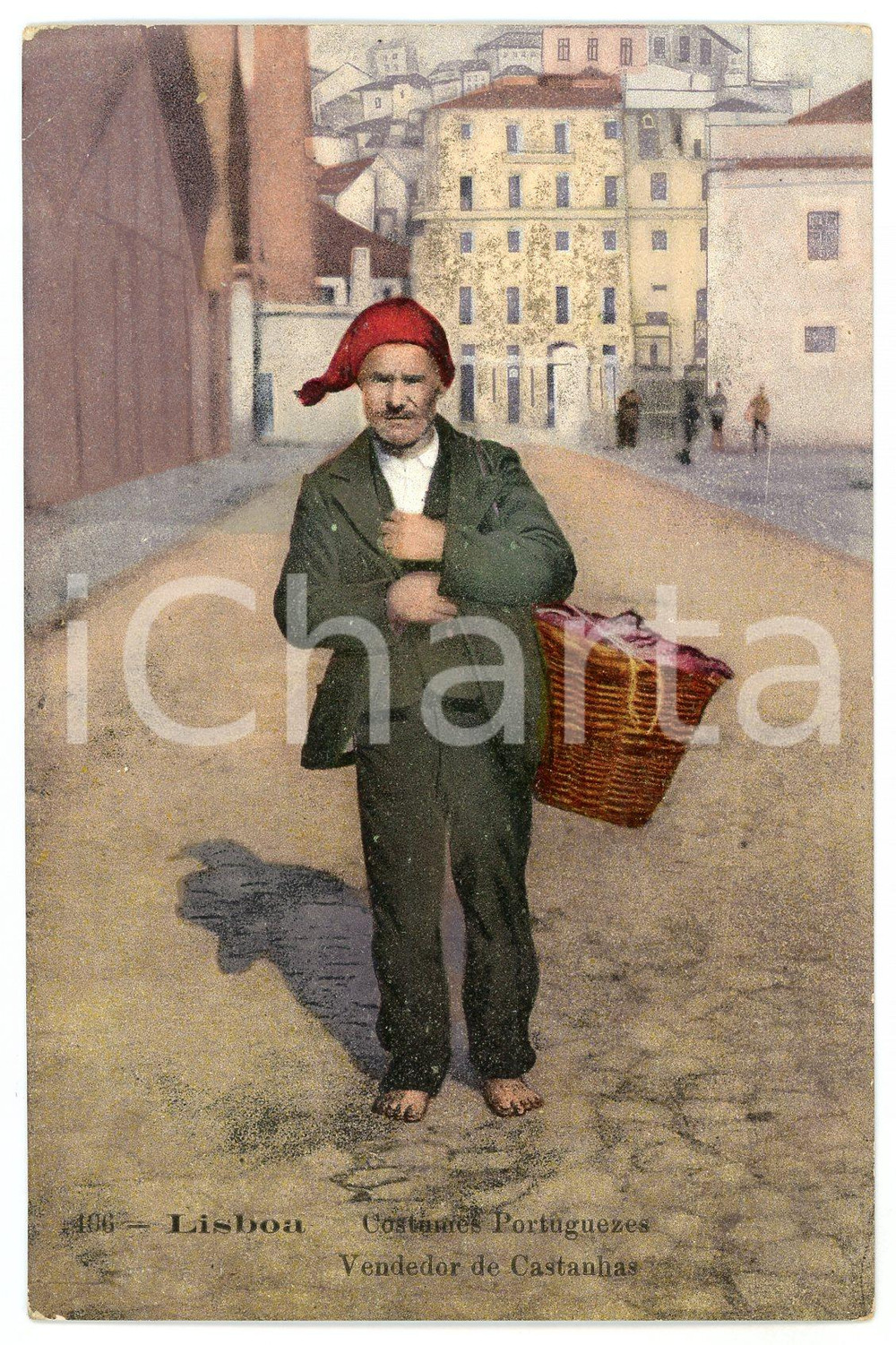 1910 ca LISBOA Vendedor de castanhas - Costumes Portuguezes - Bilhete postal FP  Cartolina postale d'epoca, non viaggiata.CONDIZIONI: FAIR FORMATO: FP    originale e autentica 1