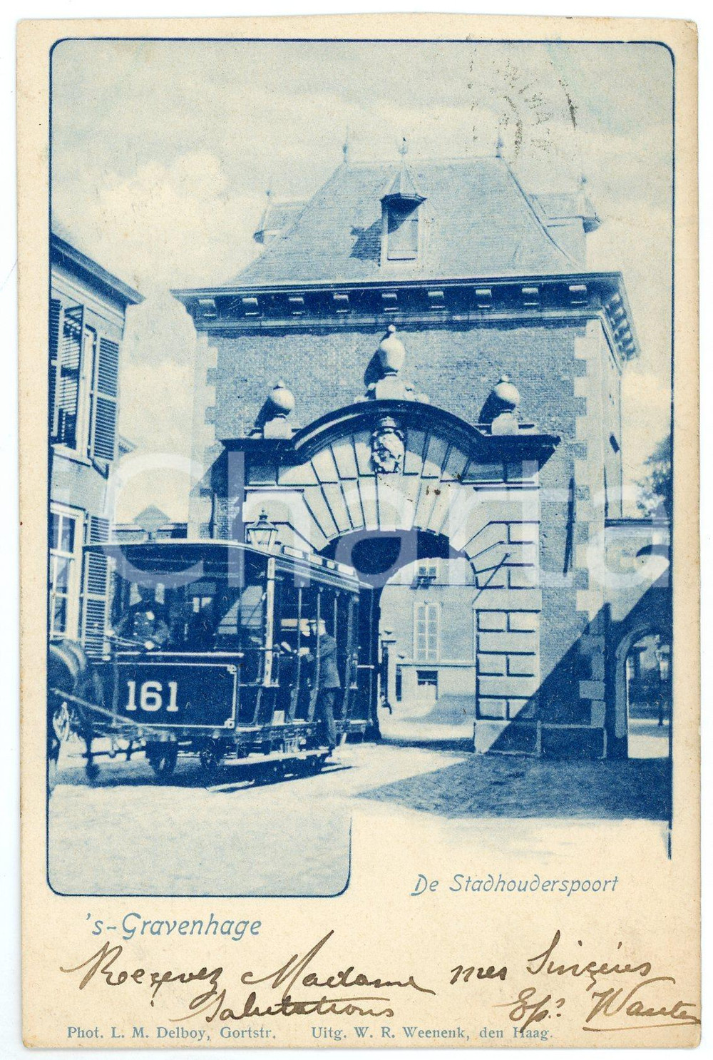 1900 DEN HAAG - 'S-GRAVENHAGE De Stadhouderspoort - Postcard FP VG  Cartolina postale d'epoca, viaggiata.CONDIZIONI: POOR (margine superiore rifilato a mano)FORMATO: FP    originale e autentica 1
