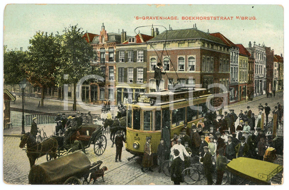 1909 DEN HAAG - 'S-GRAVENHAGE Boekhorststraat m/Brug - Postcard FP VG  Cartolina postale d'epoca, viaggiata.CONDIZIONI: POOR (smussature agli angoli, strappo al margine inferiore, sbrecciature ai margini)FORMATO: FP    originale e autentica 1