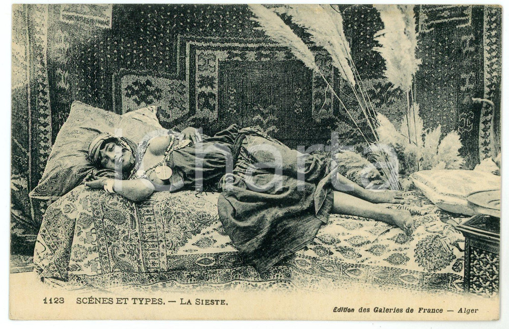 1920 ca ETHNIC NUDE ARAB - ALGERIE - Woman - La Sieste - Postcard topless  Cartolina postale d'epoca, scritta ma non viaggiata.CONDIZIONI: G FORMATO: FP    originale e autentica 1
