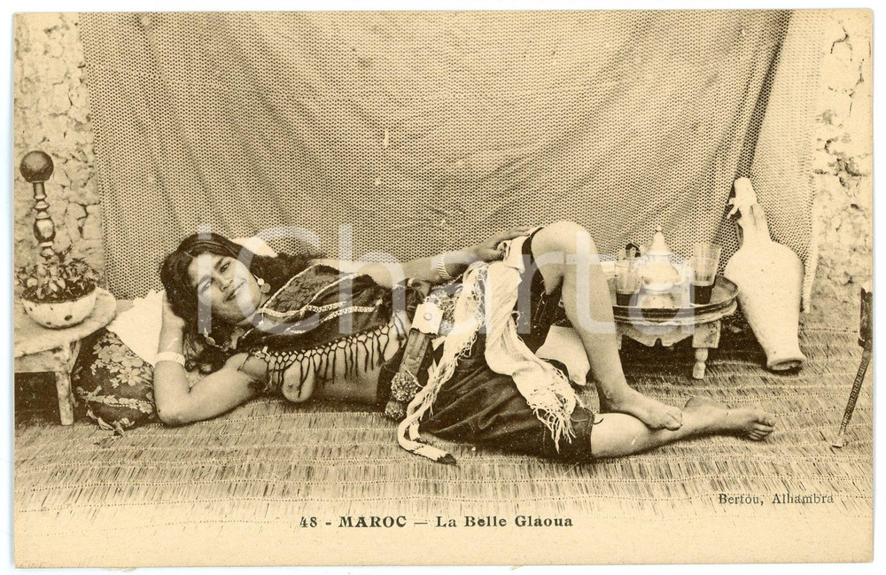 1910 ca ETHNIC NUDE - MAROC - La belle Glaouna - Postcard risque  Cartolina postale d'epoca, non viaggiata.CONDIZIONI: GFORMATO: FP    originale e autentica 1