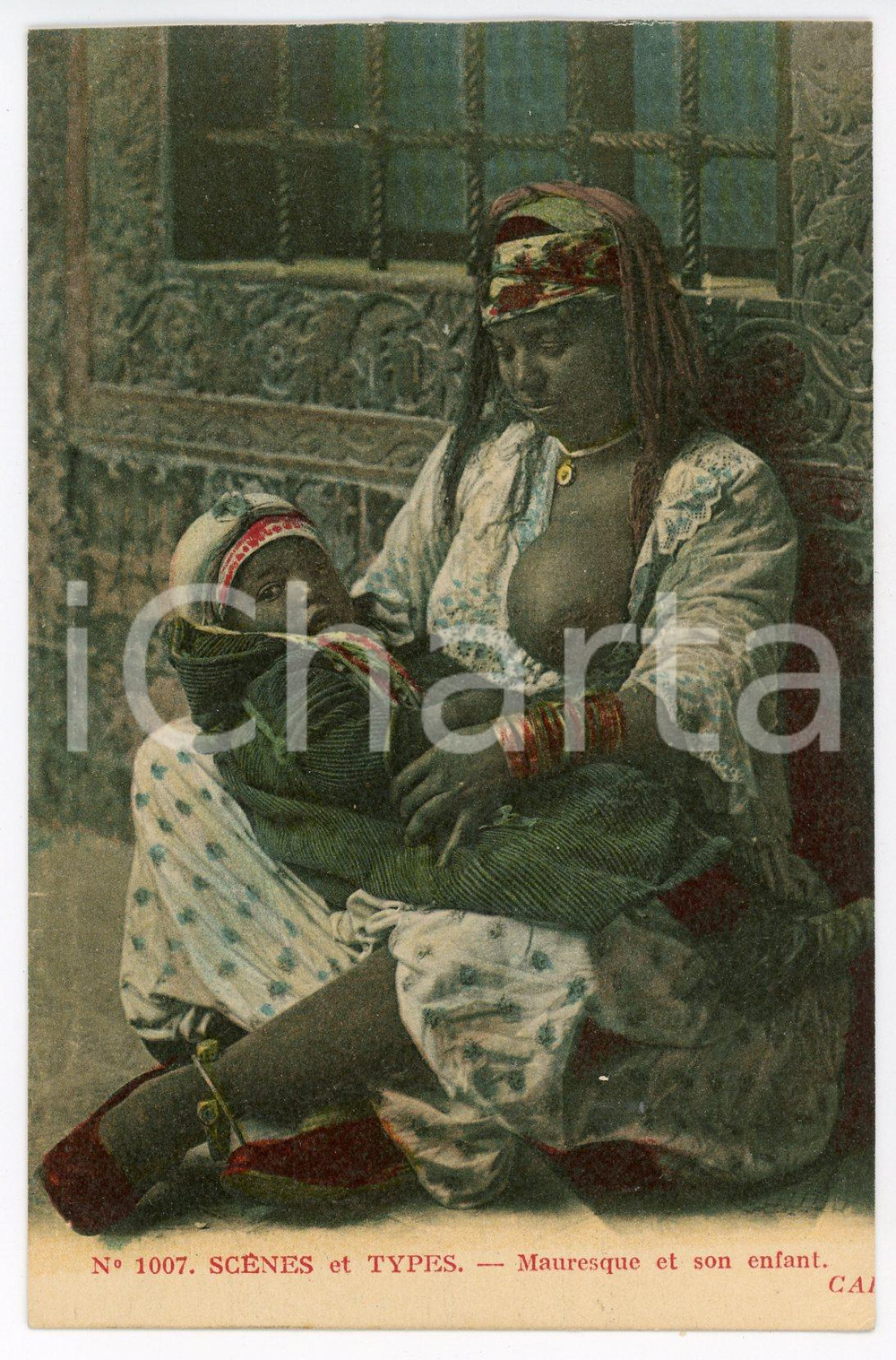 1910 ca Scènes et Types - Mauresque et son enfant - Postcard ARAB ETHNIC NUDE  Cartolina postale d'epoca, non viaggiata.CONDIZIONI: G FORMATO: FP    originale e autentica 1