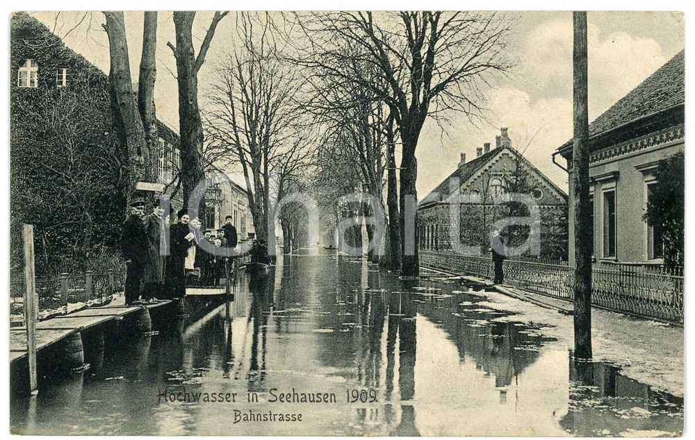 1909 HOCHWASSER IN SEEHAUSEN Bahnstrasse - Postcard FP NV  Cartolina postale d'epoca, non viaggiata. FAIR/discreto Lievi smussature agli angoli Formato: FP originale e autentica 1