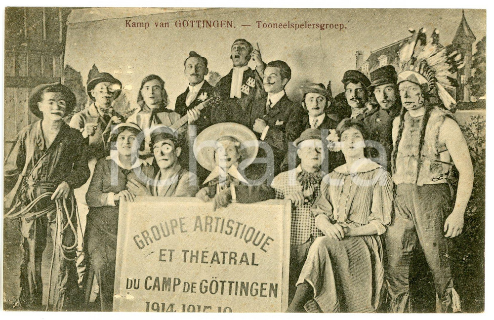 1918 WW1 Kamp van GOTTINGEN - Groupe ThÃ©atral - Postcard prisoners of war  Cartolina postale d'epoca, non viaggiata.CONDIZIONI: GFORMATO: FP    originale e autentica 1