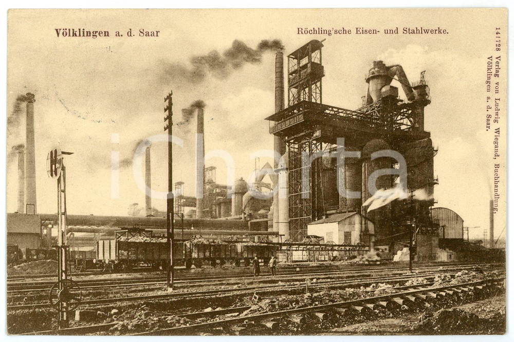 1910 VOLKLINGEN Rochling'sche Eisen - Und Stahlwerke - Postcard FP VG  Cartolina postale d'epoca, viaggiata. FAIR/discreto Lievi smussature agli angoli Formato: FP originale e autentica 1